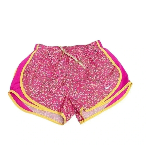 Nike Pants - Nike Dri Fit Tempo Athletic Running Shorts Pink Floral Yellow Trim Womens Size S